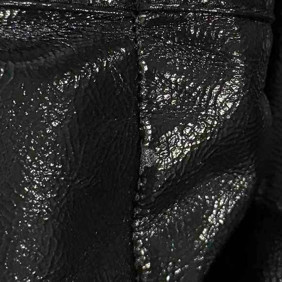 H&M Black Faux Leather Coated Straight Leg Trousers Pants Size 4 - Picture 6 of 6